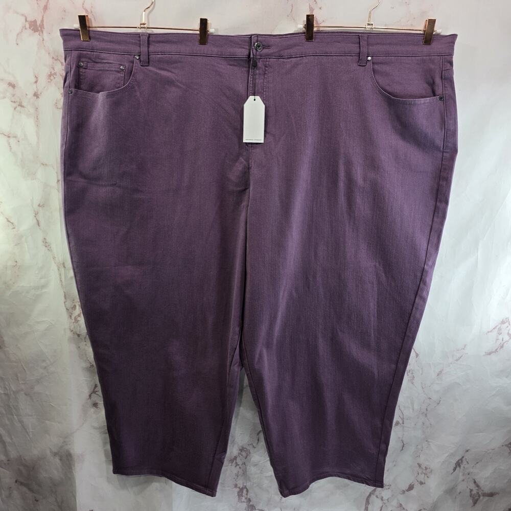 Universal Standard Jeans Womens 38 Purple Straight Leg Etta Crop Short Denim